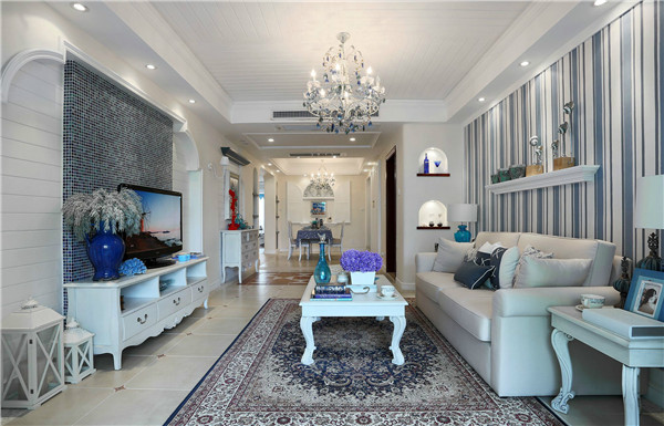 沈陽裝修公司90平米兩室「地中?！寡b修風(fēng)格案例圖